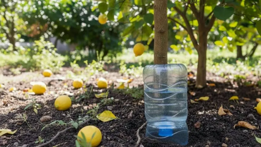 Aký je účel umiestnenia fľaše s vodou k úpätiu citrónovníka a aký je z toho úžitok?
