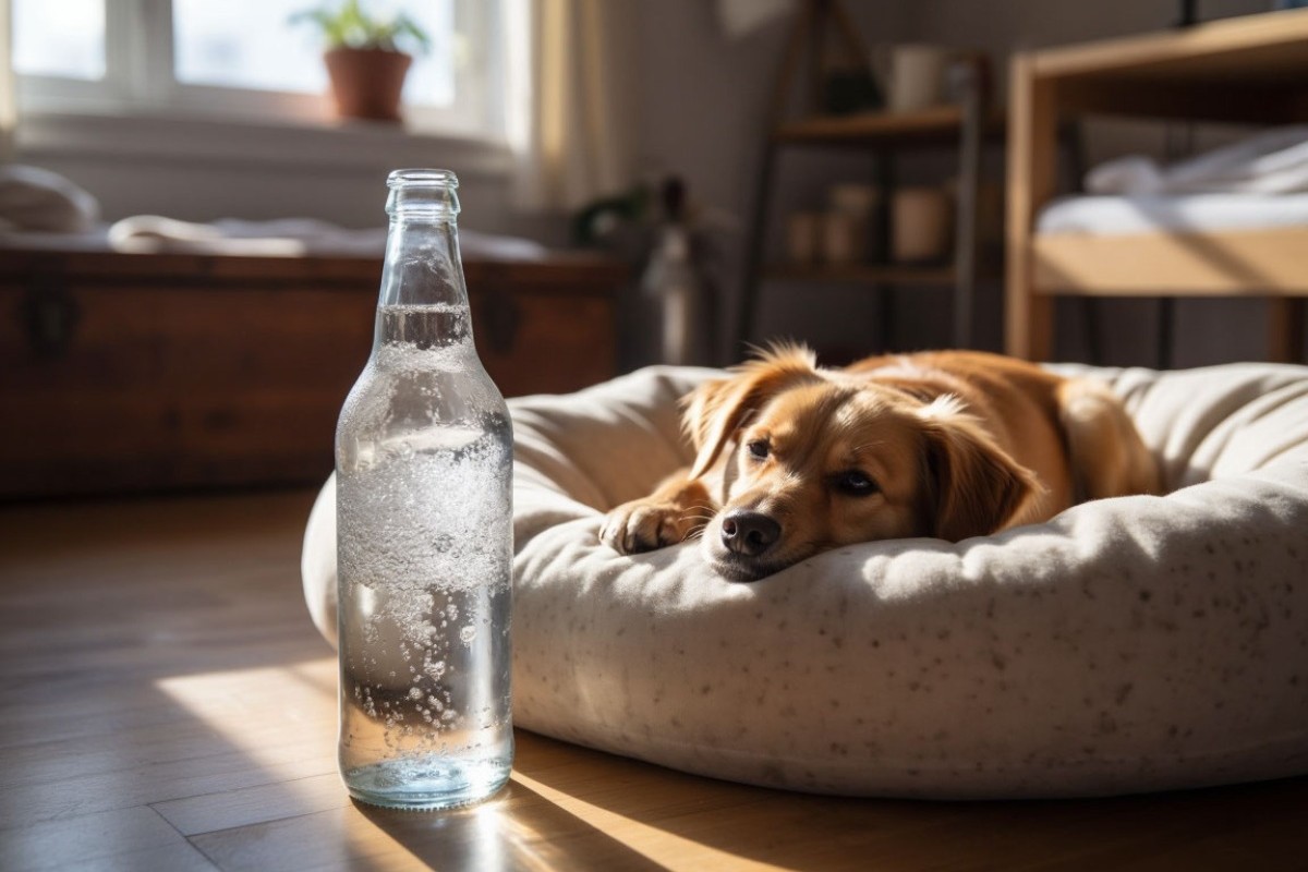 Položte zmrazenú fľašu vedľa psieho ležadla: načo to je dobré a kedy to robiť